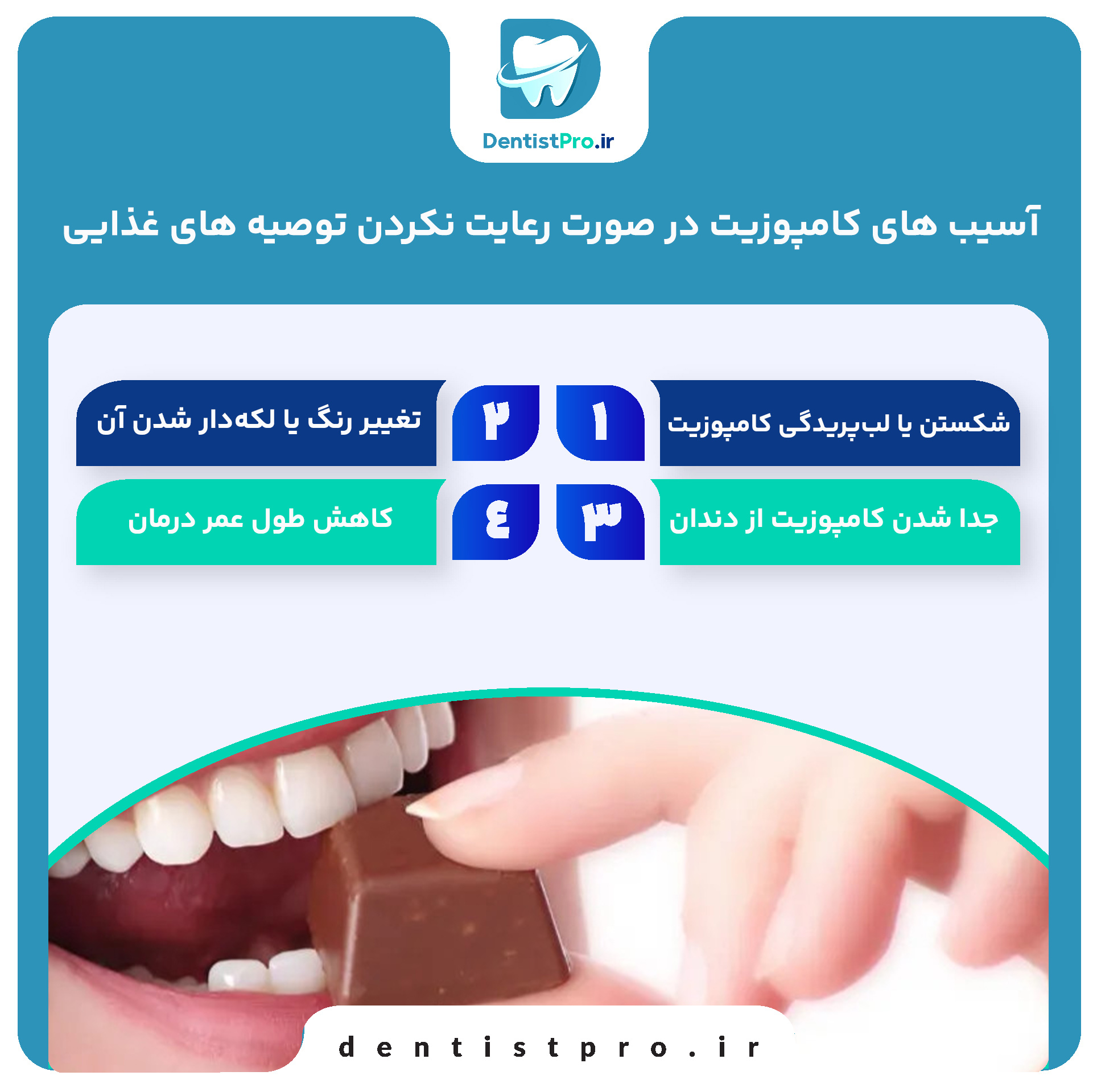 غذا خوردن با کامپوزیت؛ راهنمای کامل تغذیه پس از ترمیم دندانها 26 غذا خوردن با کامپوزیت؛ راهنمای کامل تغذیه پس از ترمیم دندانها